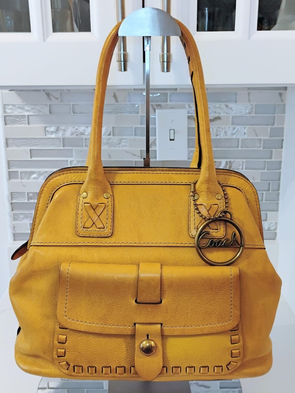 GUC Coach Legacy Chelsea Satchel Bag - Mustard Yellow/Antique Gold HW